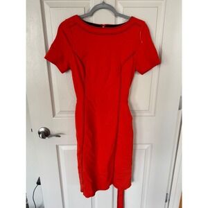 Boden Red‎ Dress Sheath Career Workwear Short Sleeve Fitted UK10 US6 z2